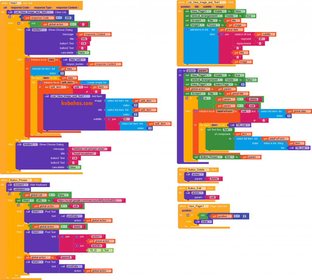 blok program proses aplikasi upload gambar ke google spreadsheet